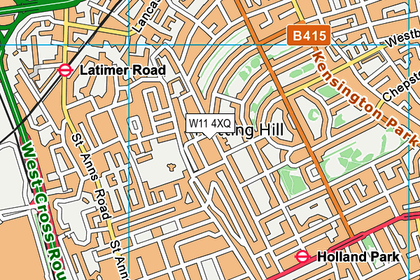 W11 4XQ map - OS VectorMap District (Ordnance Survey) W11 4XQ map - OS VectorMap District (Ordnance Survey)