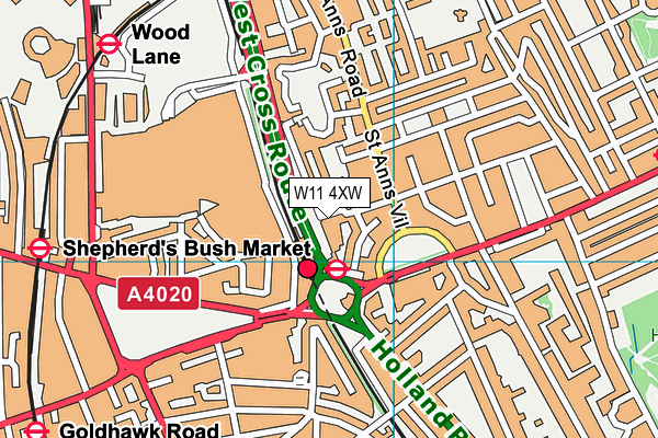 W11 4XW map - OS VectorMap District (Ordnance Survey) W11 4XW map - OS VectorMap District (Ordnance Survey)