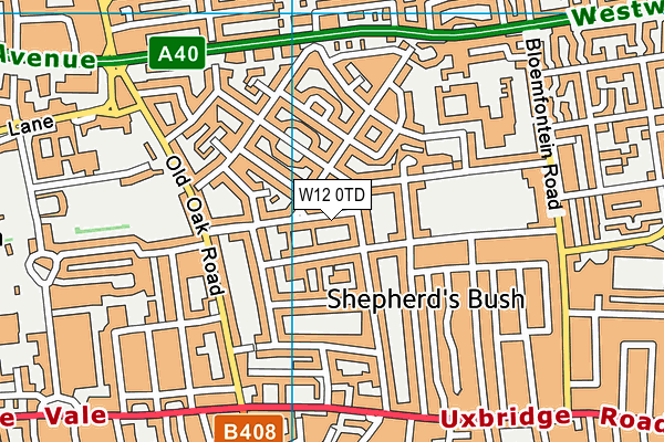 W12 0TD map - OS VectorMap District (Ordnance Survey) W12 0TD map - OS VectorMap District (Ordnance Survey)