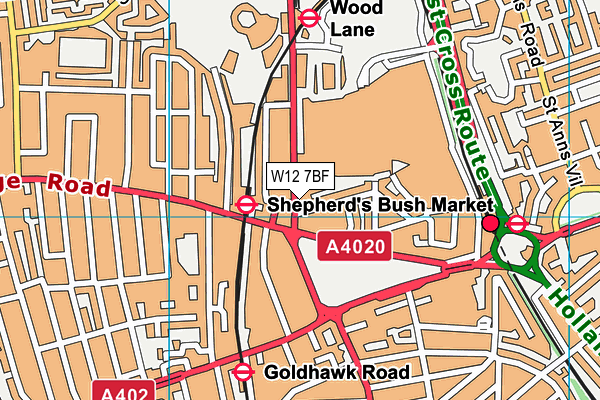 W12 7BF map - OS VectorMap District (Ordnance Survey) W12 7BF map - OS VectorMap District (Ordnance Survey)