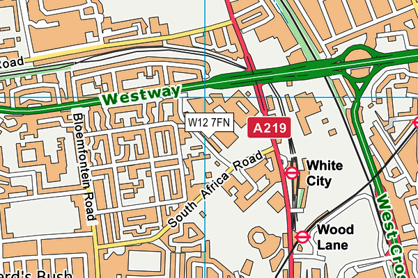 W12 7FN map - OS VectorMap District (Ordnance Survey) W12 7FN map - OS VectorMap District (Ordnance Survey)