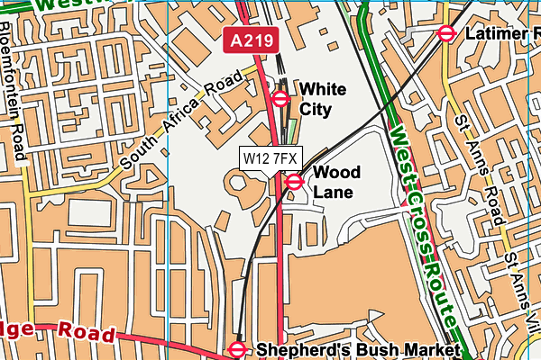 W12 7FX map - OS VectorMap District (Ordnance Survey) W12 7FX map - OS VectorMap District (Ordnance Survey)