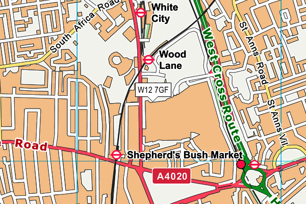 W12 7GF map - OS VectorMap District (Ordnance Survey) W12 7GF map - OS VectorMap District (Ordnance Survey)