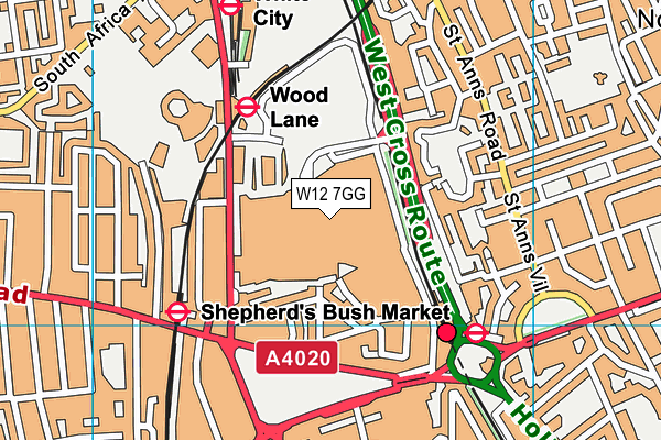 W12 7GG map - OS VectorMap District (Ordnance Survey) W12 7GG map - OS VectorMap District (Ordnance Survey)