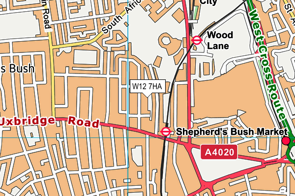 W12 7HA map - OS VectorMap District (Ordnance Survey) W12 7HA map - OS VectorMap District (Ordnance Survey)