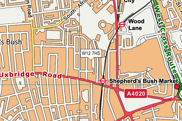 W12 7HS map - OS VectorMap District (Ordnance Survey) W12 7HS map - OS VectorMap District (Ordnance Survey)