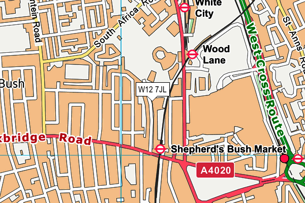 W12 7JL map - OS VectorMap District (Ordnance Survey) W12 7JL map - OS VectorMap District (Ordnance Survey)
