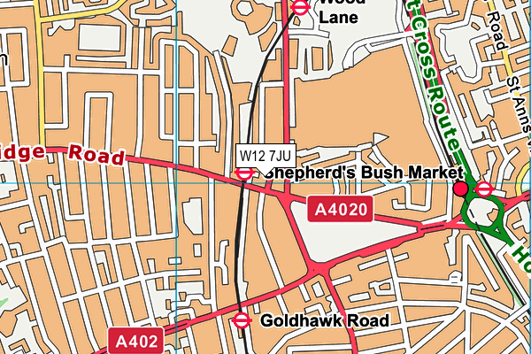 W12 7JU map - OS VectorMap District (Ordnance Survey) W12 7JU map - OS VectorMap District (Ordnance Survey)