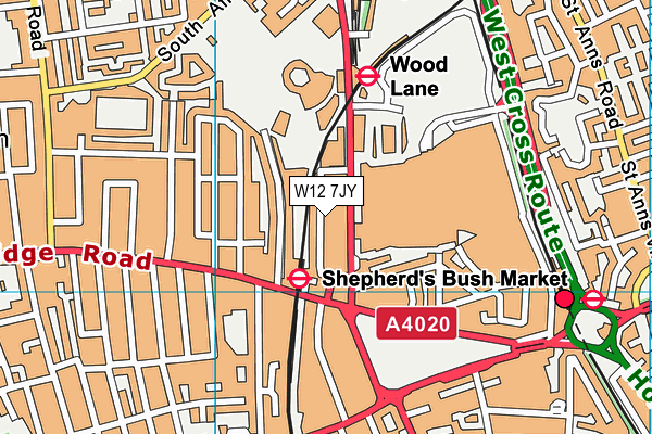 W12 7JY map - OS VectorMap District (Ordnance Survey) W12 7JY map - OS VectorMap District (Ordnance Survey)