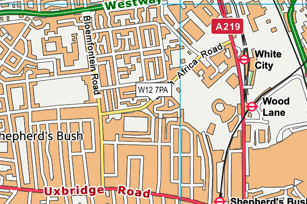 W12 7PA map - OS VectorMap District (Ordnance Survey) W12 7PA map - OS VectorMap District (Ordnance Survey)