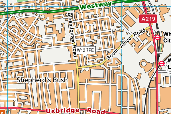 W12 7PE map - OS VectorMap District (Ordnance Survey) W12 7PE map - OS VectorMap District (Ordnance Survey)