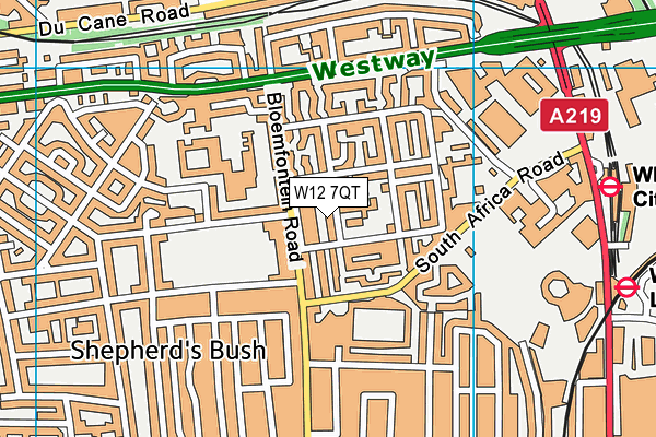 W12 7QT map - OS VectorMap District (Ordnance Survey)