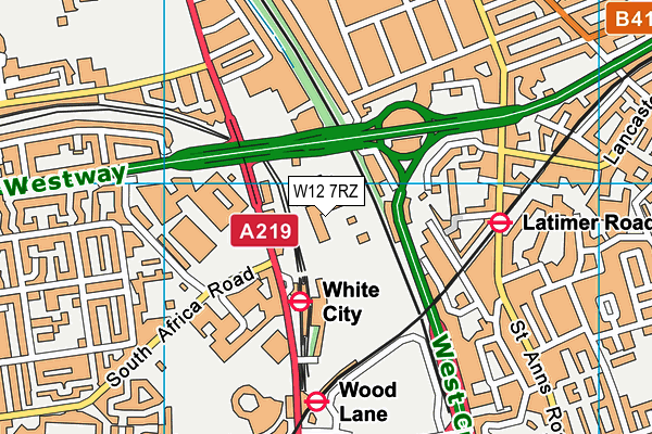 W12 7RZ map - OS VectorMap District (Ordnance Survey) W12 7RZ map - OS VectorMap District (Ordnance Survey)