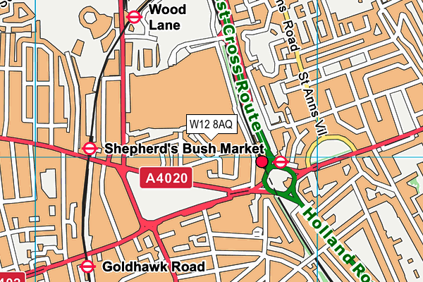 W12 8AQ map - OS VectorMap District (Ordnance Survey) W12 8AQ map - OS VectorMap District (Ordnance Survey)