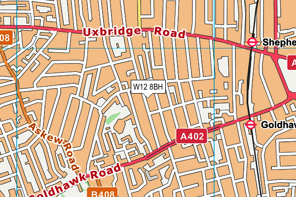 W12 8BH map - OS VectorMap District (Ordnance Survey) W12 8BH map - OS VectorMap District (Ordnance Survey)