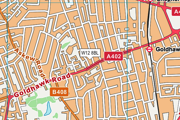 W12 8BL map - OS VectorMap District (Ordnance Survey) W12 8BL map - OS VectorMap District (Ordnance Survey)
