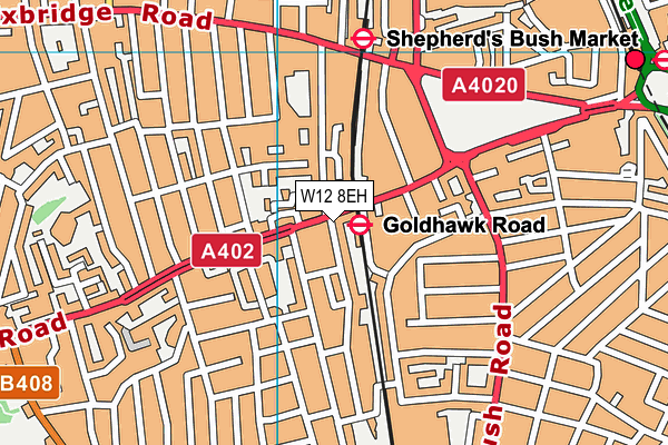 W12 8EH map - OS VectorMap District (Ordnance Survey) W12 8EH map - OS VectorMap District (Ordnance Survey)