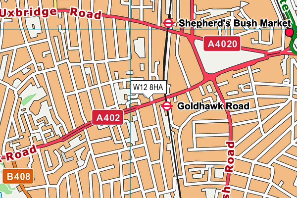 W12 8HA map - OS VectorMap District (Ordnance Survey) W12 8HA map - OS VectorMap District (Ordnance Survey)