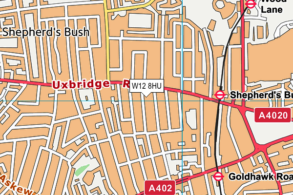 W12 8HU map - OS VectorMap District (Ordnance Survey) W12 8HU map - OS VectorMap District (Ordnance Survey)