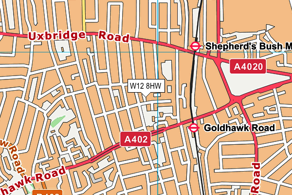 W12 8HW map - OS VectorMap District (Ordnance Survey) W12 8HW map - OS VectorMap District (Ordnance Survey)