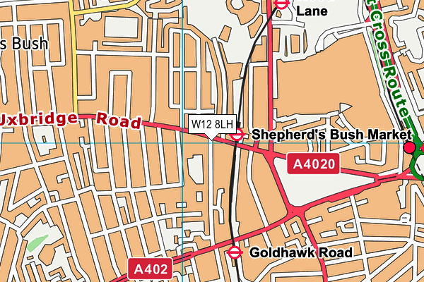W12 8LH map - OS VectorMap District (Ordnance Survey) W12 8LH map - OS VectorMap District (Ordnance Survey)