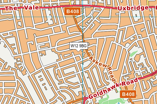 W12 9BG map - OS VectorMap District (Ordnance Survey) W12 9BG map - OS VectorMap District (Ordnance Survey)