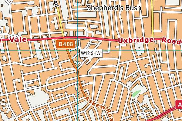 W12 9HW map - OS VectorMap District (Ordnance Survey) W12 9HW map - OS VectorMap District (Ordnance Survey)