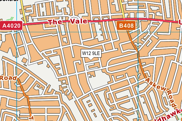 W12 9LE map - OS VectorMap District (Ordnance Survey) W12 9LE map - OS VectorMap District (Ordnance Survey)