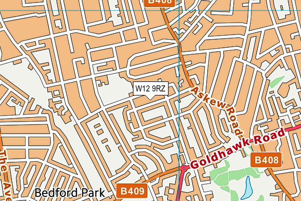 W12 9RZ map - OS VectorMap District (Ordnance Survey) W12 9RZ map - OS VectorMap District (Ordnance Survey)