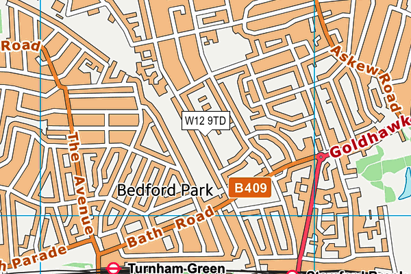 W12 9TD map - OS VectorMap District (Ordnance Survey) W12 9TD map - OS VectorMap District (Ordnance Survey)