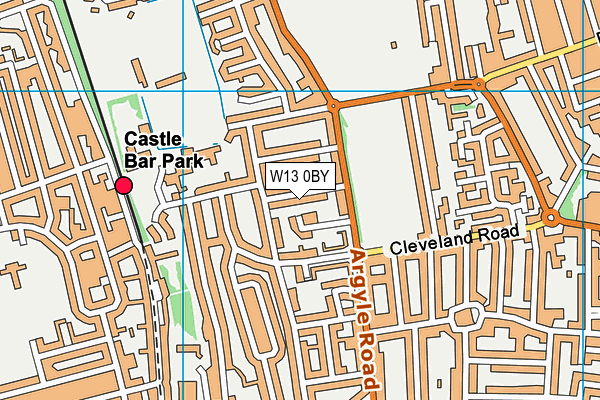 W13 0BY map - OS VectorMap District (Ordnance Survey)