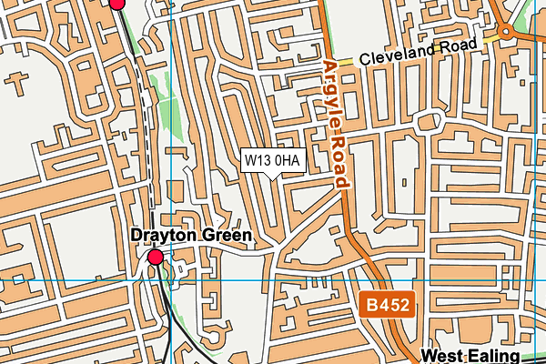W13 0HA map - OS VectorMap District (Ordnance Survey) W13 0HA map - OS VectorMap District (Ordnance Survey)