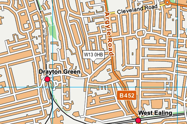 W13 0HB map - OS VectorMap District (Ordnance Survey) W13 0HB map - OS VectorMap District (Ordnance Survey)