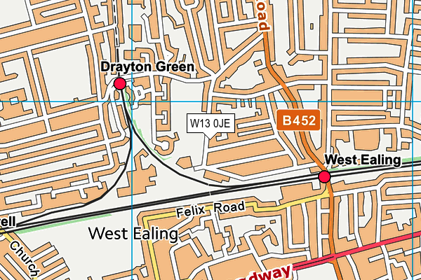 W13 0JE map - OS VectorMap District (Ordnance Survey) W13 0JE map - OS VectorMap District (Ordnance Survey)