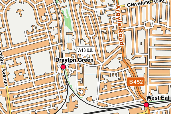 W13 0JL map - OS VectorMap District (Ordnance Survey) W13 0JL map - OS VectorMap District (Ordnance Survey)