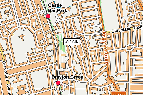 W13 0JN map - OS VectorMap District (Ordnance Survey) W13 0JN map - OS VectorMap District (Ordnance Survey)
