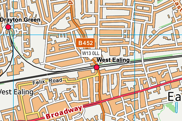 W13 0LL map - OS VectorMap District (Ordnance Survey) W13 0LL map - OS VectorMap District (Ordnance Survey)