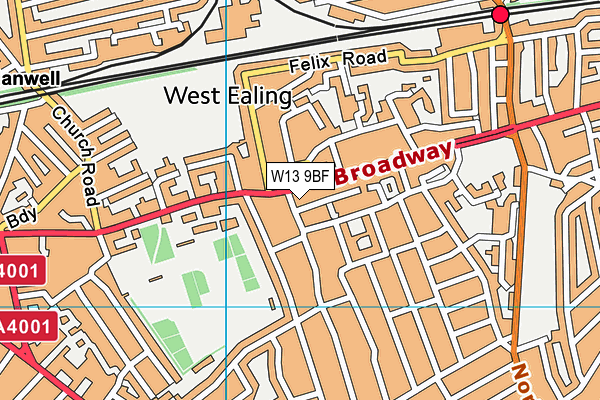 W13 9BF map - OS VectorMap District (Ordnance Survey) W13 9BF map - OS VectorMap District (Ordnance Survey)