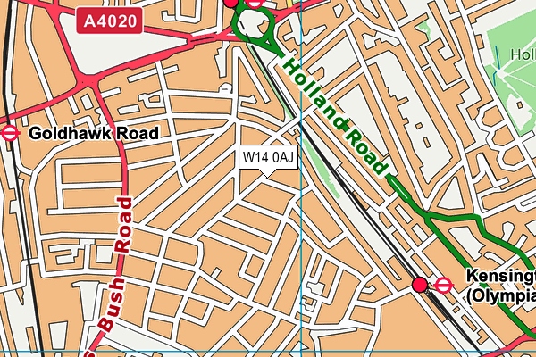W14 0AJ map - OS VectorMap District (Ordnance Survey) W14 0AJ map - OS VectorMap District (Ordnance Survey)
