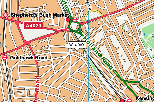 W14 0AX map - OS VectorMap District (Ordnance Survey) W14 0AX map - OS VectorMap District (Ordnance Survey)