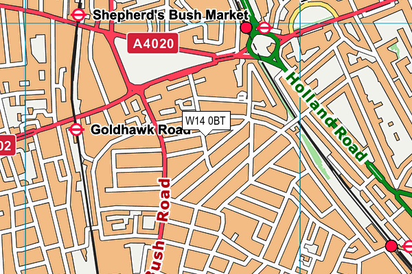 W14 0BT map - OS VectorMap District (Ordnance Survey) W14 0BT map - OS VectorMap District (Ordnance Survey)