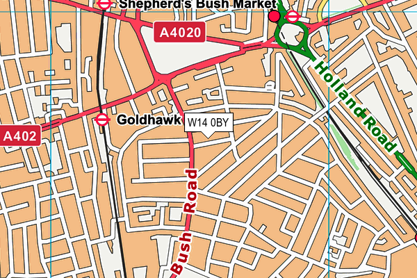 W14 0BY map - OS VectorMap District (Ordnance Survey) W14 0BY map - OS VectorMap District (Ordnance Survey)