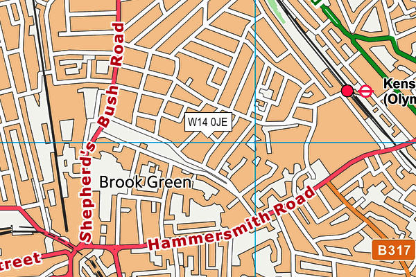W14 0JE map - OS VectorMap District (Ordnance Survey) W14 0JE map - OS VectorMap District (Ordnance Survey)