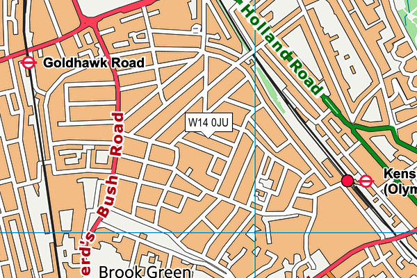 W14 0JU map - OS VectorMap District (Ordnance Survey) W14 0JU map - OS VectorMap District (Ordnance Survey)