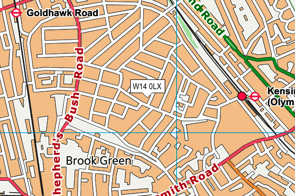 W14 0LX map - OS VectorMap District (Ordnance Survey) W14 0LX map - OS VectorMap District (Ordnance Survey)