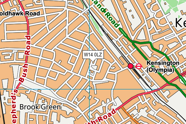 W14 0LZ map - OS VectorMap District (Ordnance Survey) W14 0LZ map - OS VectorMap District (Ordnance Survey)