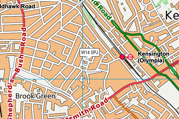 W14 0PJ map - OS VectorMap District (Ordnance Survey) W14 0PJ map - OS VectorMap District (Ordnance Survey)