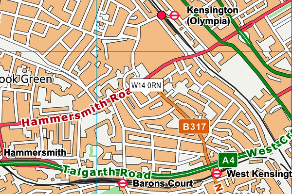 W14 0RN map - OS VectorMap District (Ordnance Survey) W14 0RN map - OS VectorMap District (Ordnance Survey)