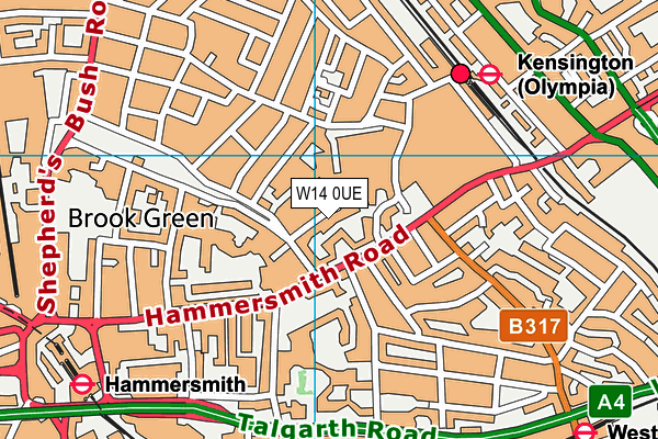W14 0UE map - OS VectorMap District (Ordnance Survey) W14 0UE map - OS VectorMap District (Ordnance Survey)