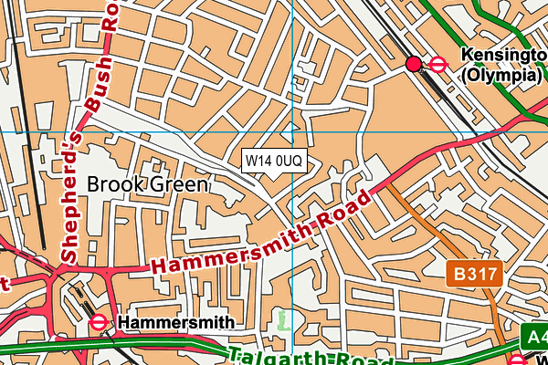 W14 0UQ map - OS VectorMap District (Ordnance Survey) W14 0UQ map - OS VectorMap District (Ordnance Survey)